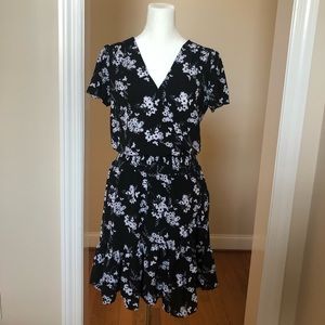 Michael Kors Black Floral Mini Wrap Dress